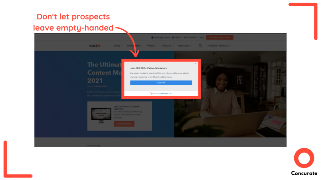 HubSpot website hover actions