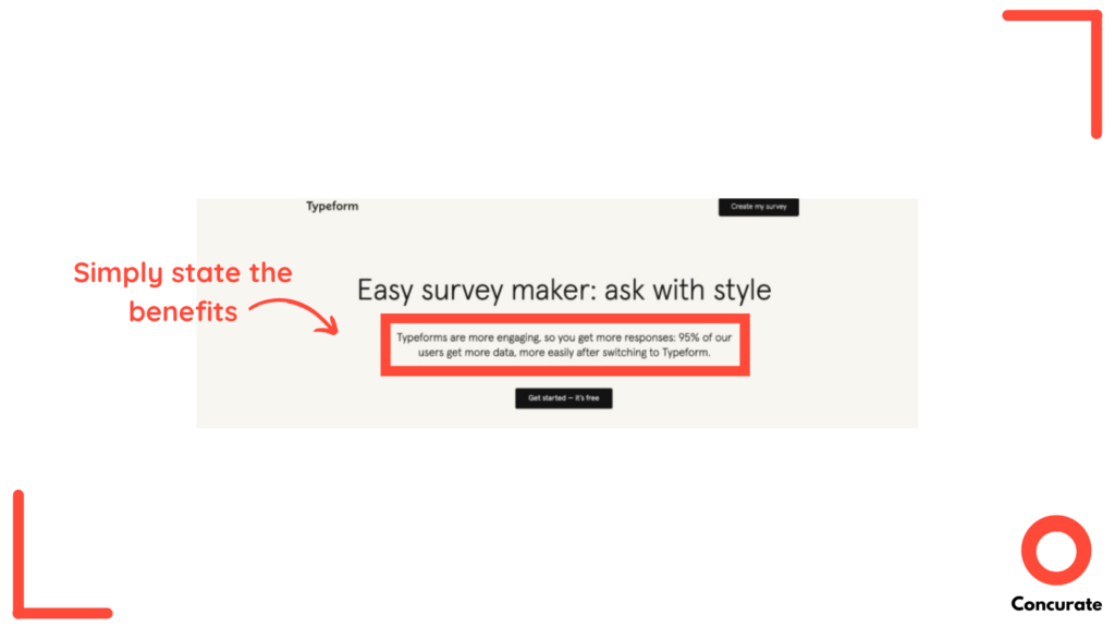 Typeform saas copywriting example