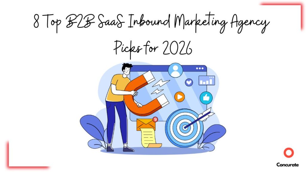 B2B SaaS inbound marketing agency concept with magnet attracting leads, target board and engagement icons