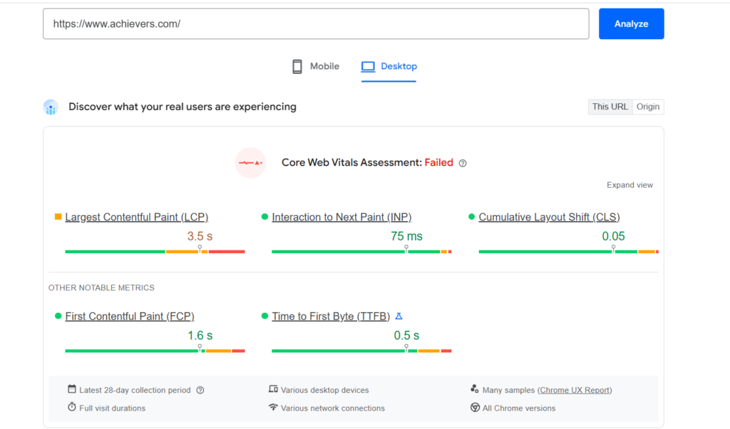 Achievers SEO Analysis #2