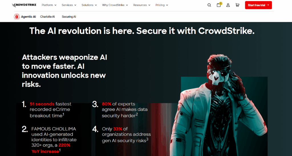 CrowdStrike’s page with bold, plain-English messaging and stats that make AI security risks easy to grasp