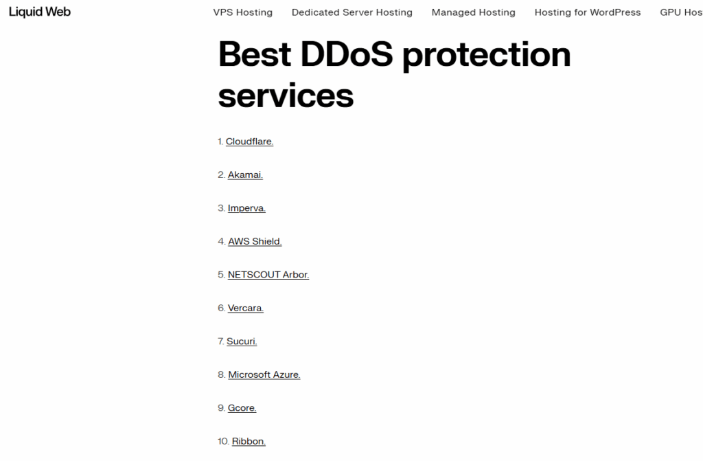 Liquid web's ddos protection software list