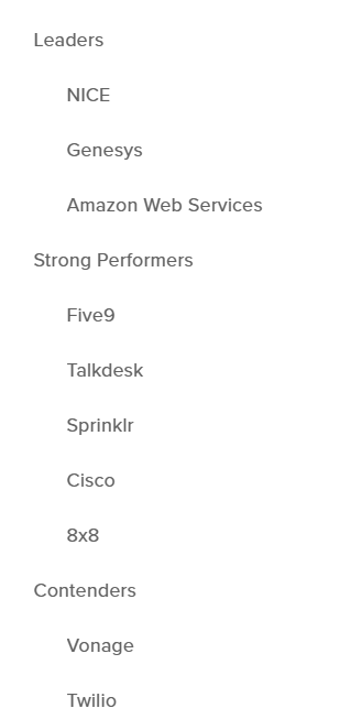 forrester wave report top ccaas providers