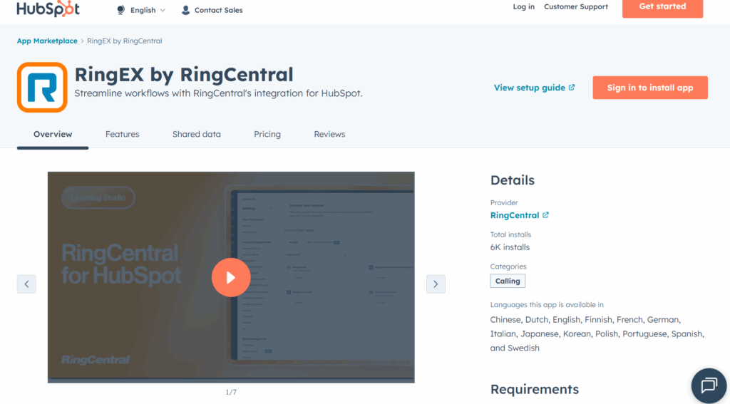 HubSpot blog highlighting RingCentral’s direct CRM integration
