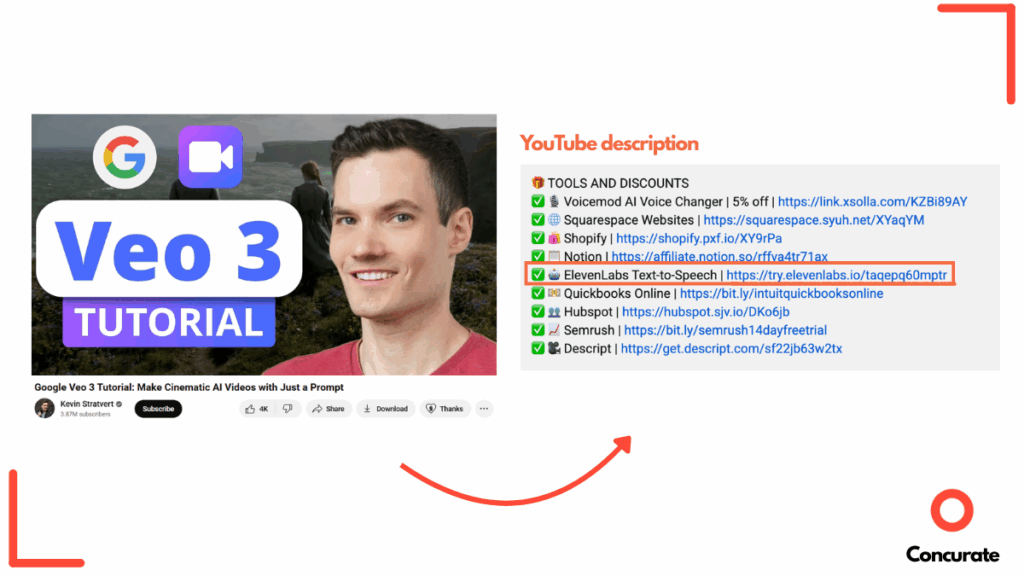 Kevin Stratvert’s YouTube tutorial on Google Veo 3, featuring tools and discounts for ElevenLabs Text-to-Speech, and more.
