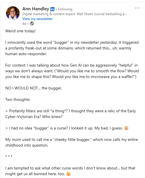 Ann's LinkedIn post