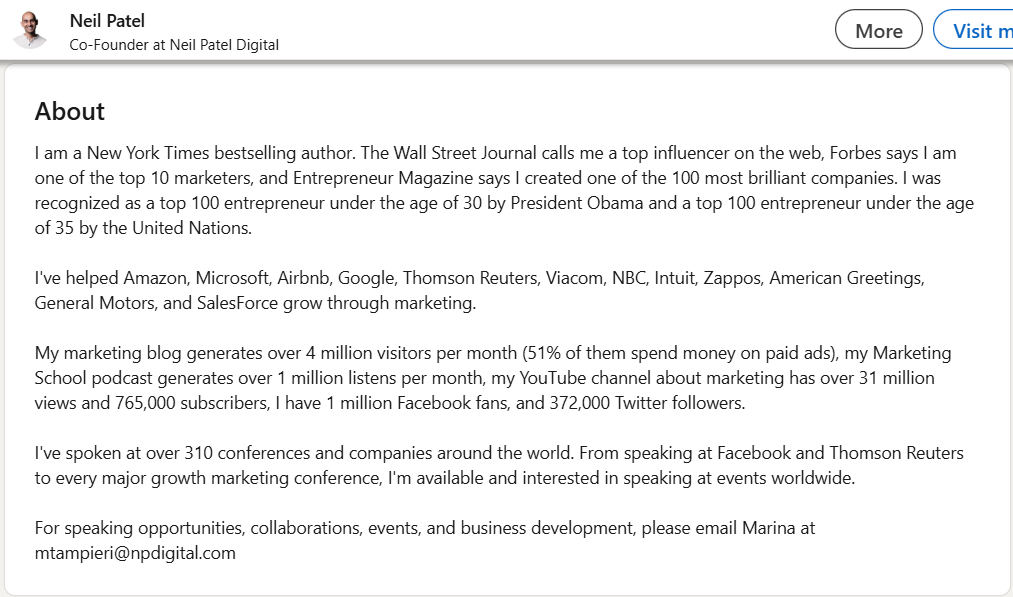 Neil Patel LinkedIn