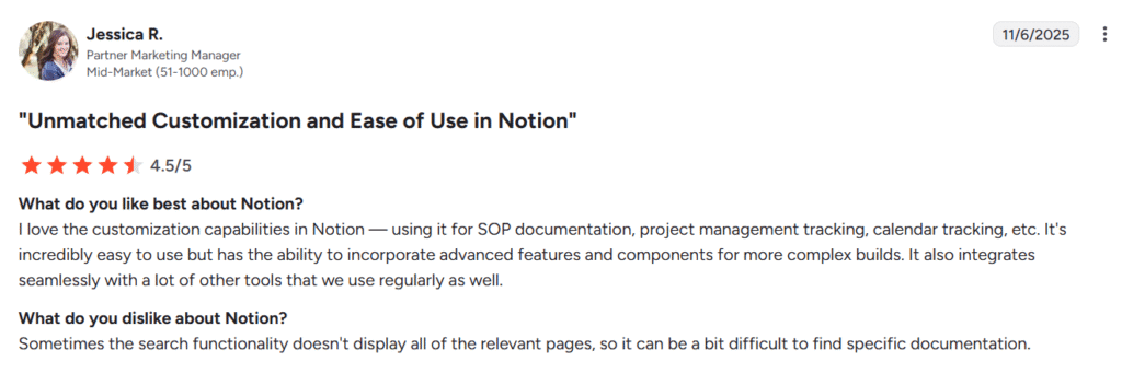 Notion reviews from G2