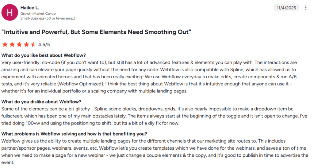 Reviews of Webflow CMS from G2