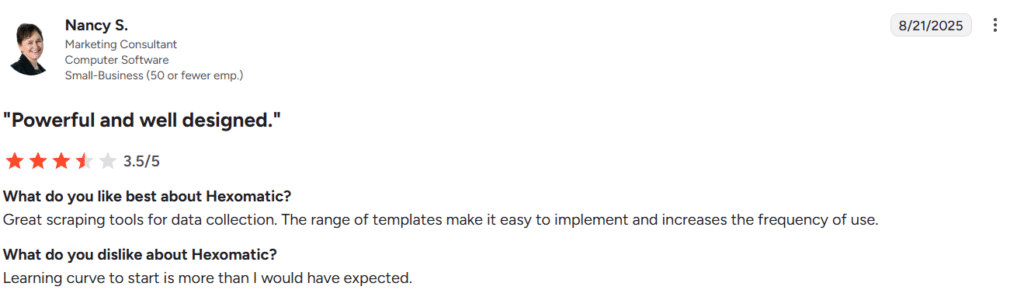 Hexomatic reviews from G2