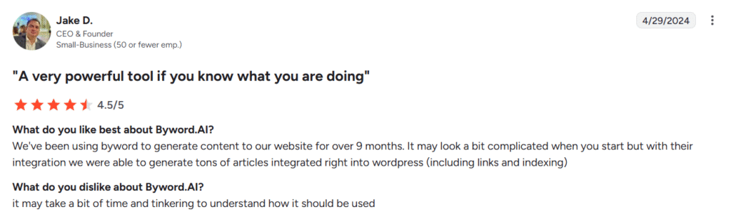 Byword reviews from G2