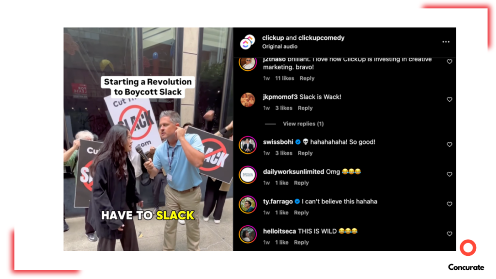 A screenshot of ClickUp's stunt at Salesforce conference. the stunt worked so well that it became one of the best saas marketing campaigns of 2025.