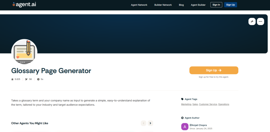 One of the Agent AI agents created by Anjali chopra