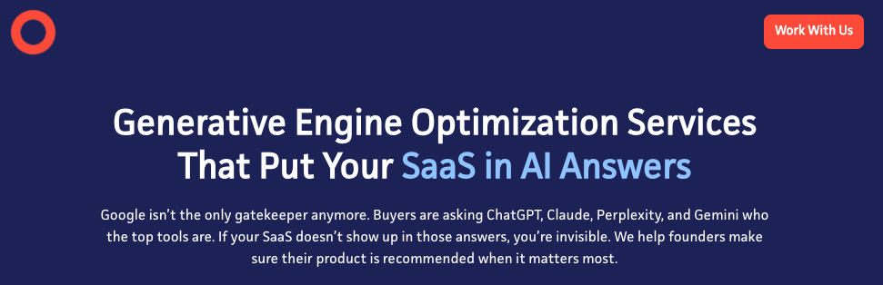 Hero section screenshot of GEO landing page for Concurate