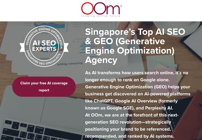 Snapshot of hero section of OOM's GEO page