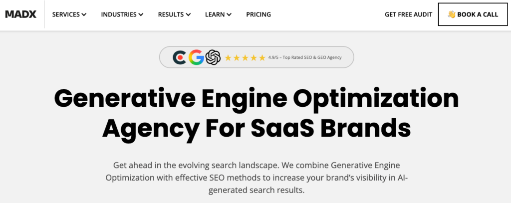 Snapshot of hero section of MADX's GEO page