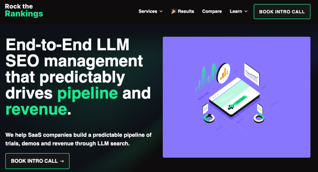 Snapshot of hero section of RocktheRankings's GEO page