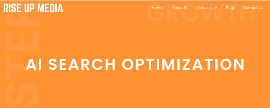 Snapshot of hero section of Rise Up Media's GEO page