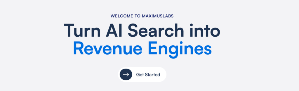 Snapshot of hero section of MaximusLabs's GEO page