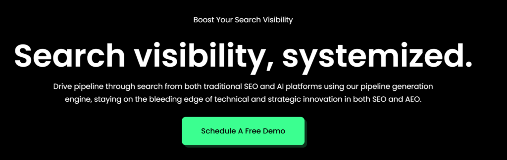 Snapshot of hero section of SimpleTiger's GEO page