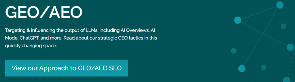 Snapshot of hero section of Intrepid Digital's GEO page