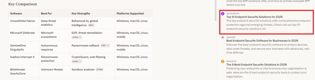 Perplexity search results