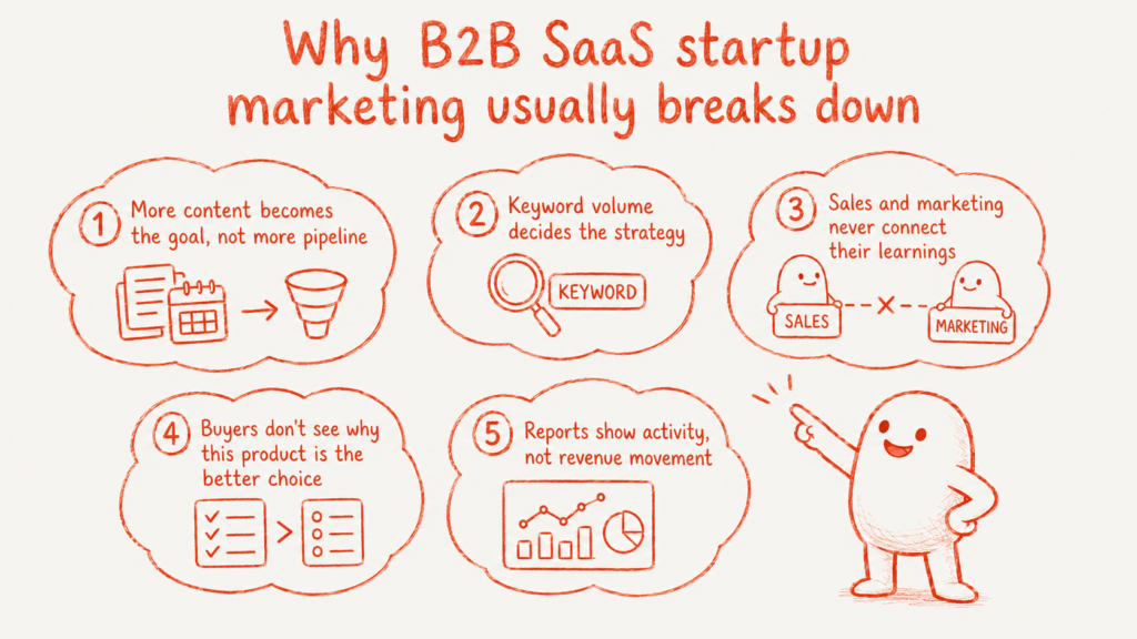 A snapshot of 5 Reasons Why Marketing Usually Fails B2B SaaS Startups