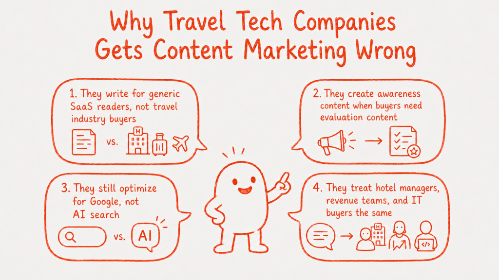 A snapshot of 4 Reasons Why Travel Tech SaaS Companies Struggle To Get Content Marketing Right