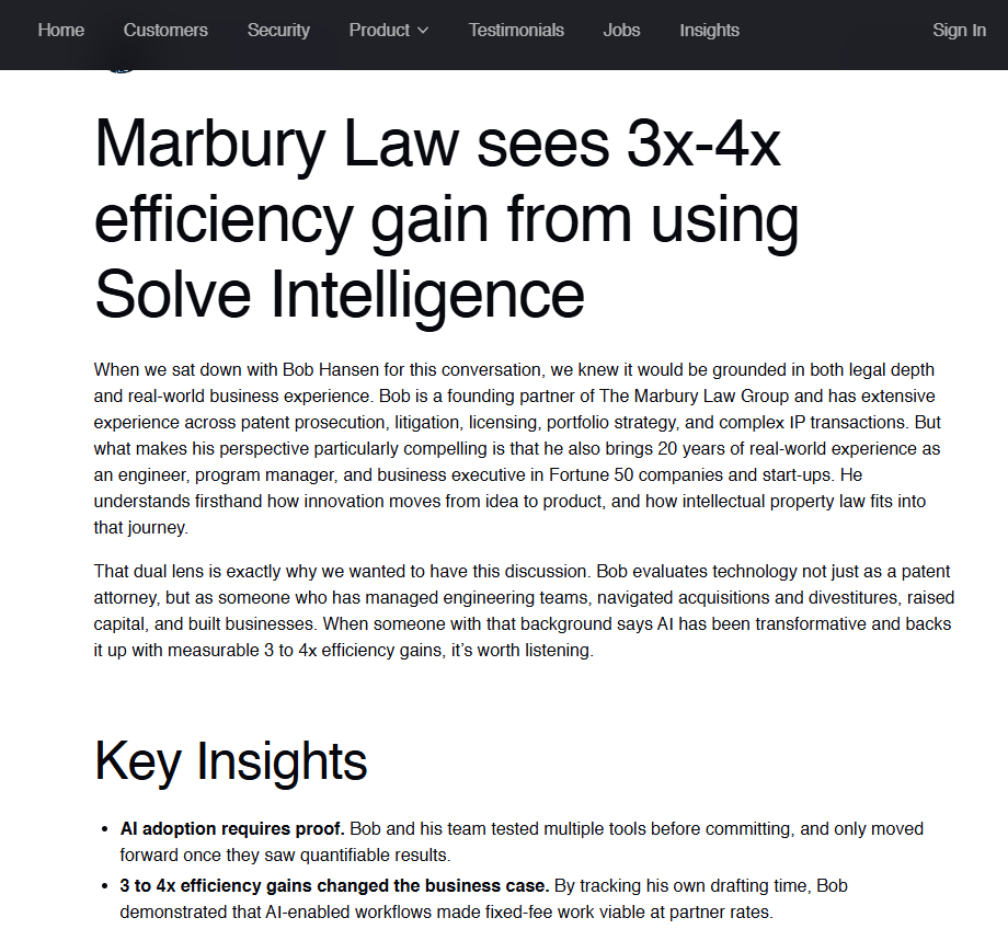 Case study with factual evidence of Solve Intelligence