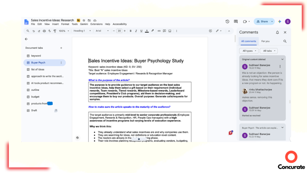 Screenshot of a document, outlining buyer psychology report.