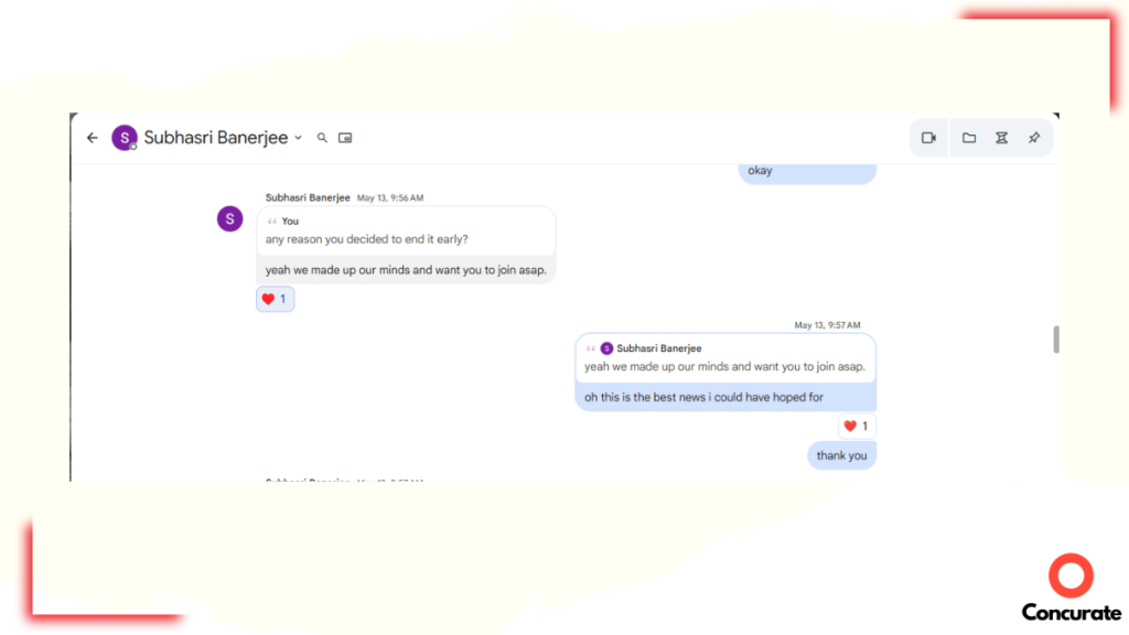 Screenshot of Gmail chat conversation