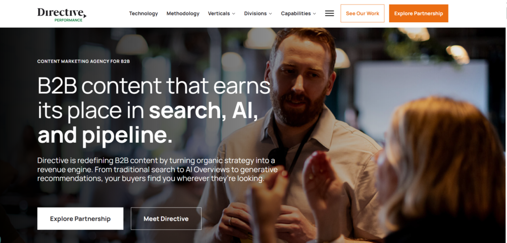 A snapshot of Directive's landing page