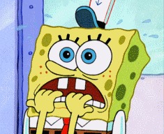 GIF of spongebob chewing hands due to anxiety