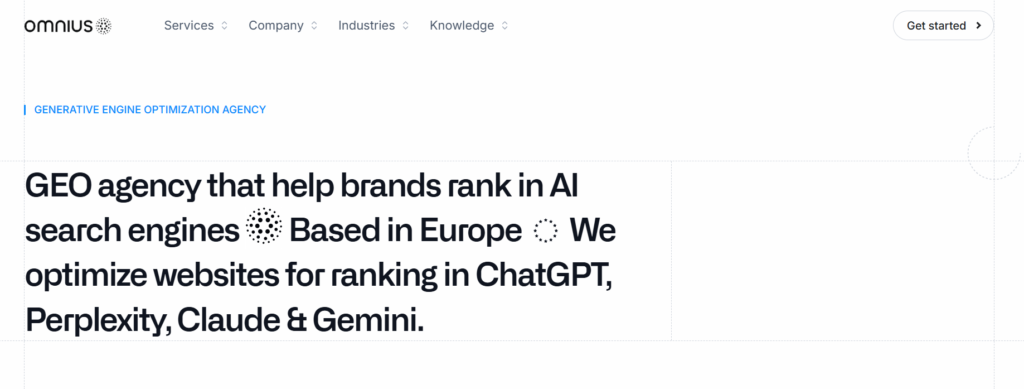 A snapshot of Omnius's landing page