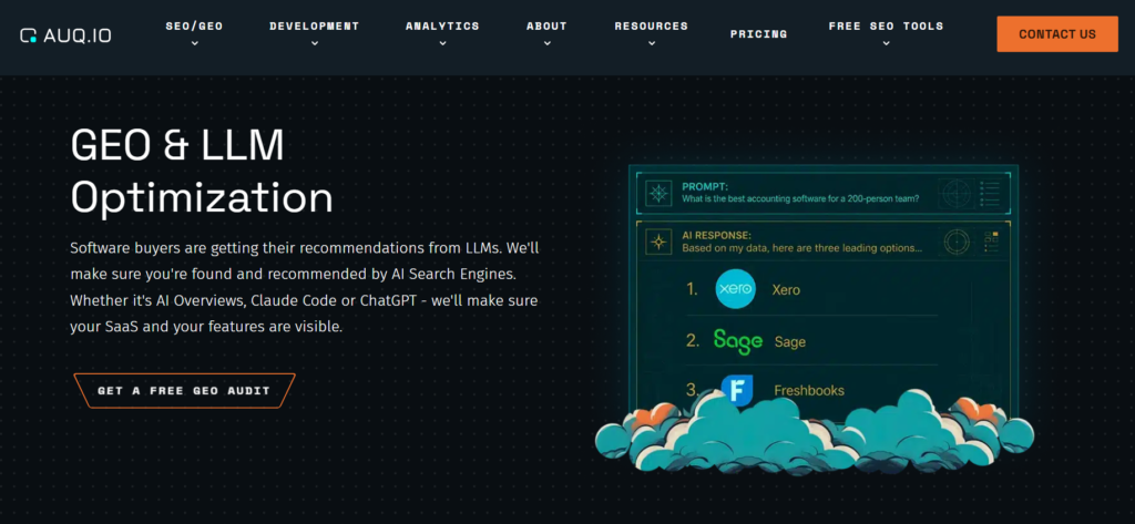 A snapshot of AUQ's landing page