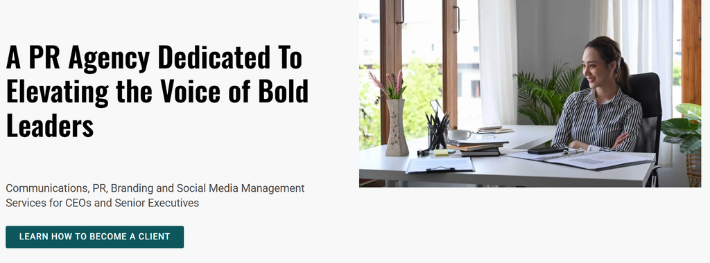 CSuite Content homepage describing its PR and communications services for CEOs and senior executives