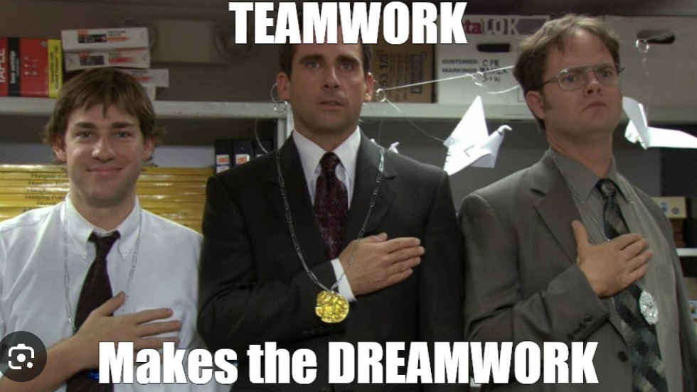 Meme of three men in office wear with hands on their hearts and medals around their necks, captioned “Teamwork makes the dreamwork”. What do Concurate clients say about them? That great content takes effort from both sides.